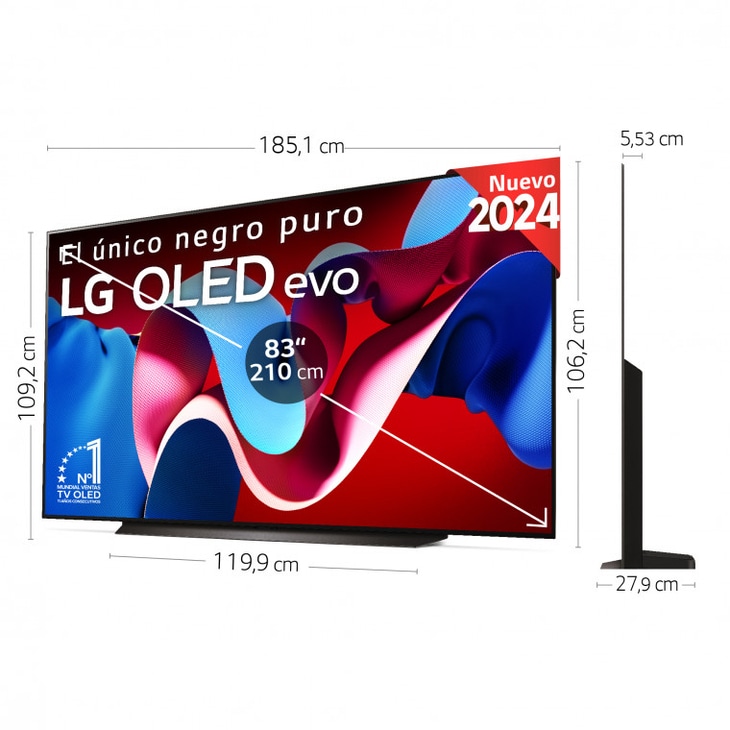 LG 83 pulgadas Smart TV LG OLED evo AI C4 4K 2024 + Barra de sonido inteligente LG SC9S con 400W de potencia, OLED83C4LA.ESB